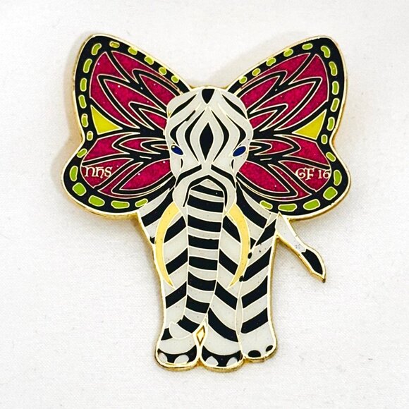 Elephant Butterfly Ears Enamel Lapel Pin with Double Clutches - Picture 4 of 4